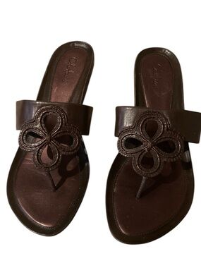 Cole Haan Leather and Wood Sandals
